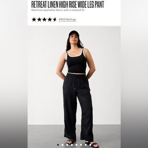 NWT Athletes Women’s Black Retreat Linen High Rise Wide Leg Pants Size Large